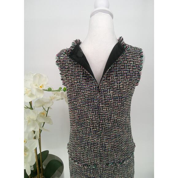 J.Crew Womens Multicolor Tweed V-Neck Fringe Trim and Pockets Shift Dress Size 6 - Picture 7 of 11